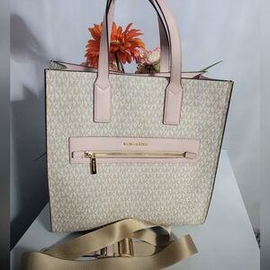 Michael Kors Beige and Pink Tote Bag